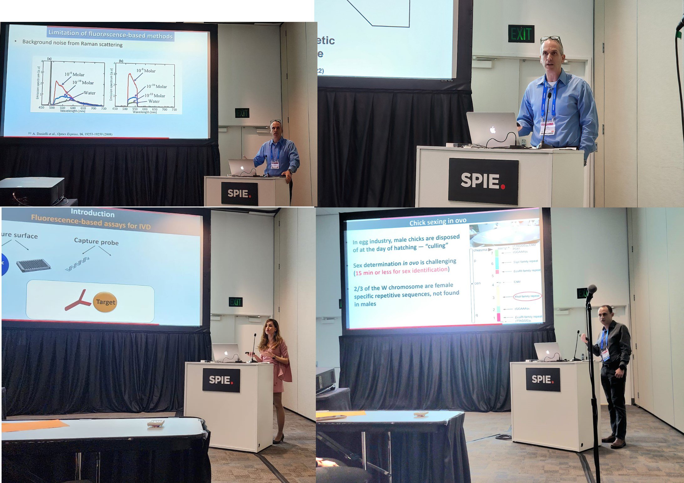 Prof. Amos Danielli, Dr. Shira Roth, and Dr. Michael Margulis, have presented our lab recent work at the  Neurons and Proteins and Viruses sessions of BIOS conference in SPIE (The International Society for Optics and Photonics) Photonics West 2023 convention, San Francisco, United States. Also, our principal investigator, Prof. Amos Danielli, has served as a joint chairman of the BIOS conference.
