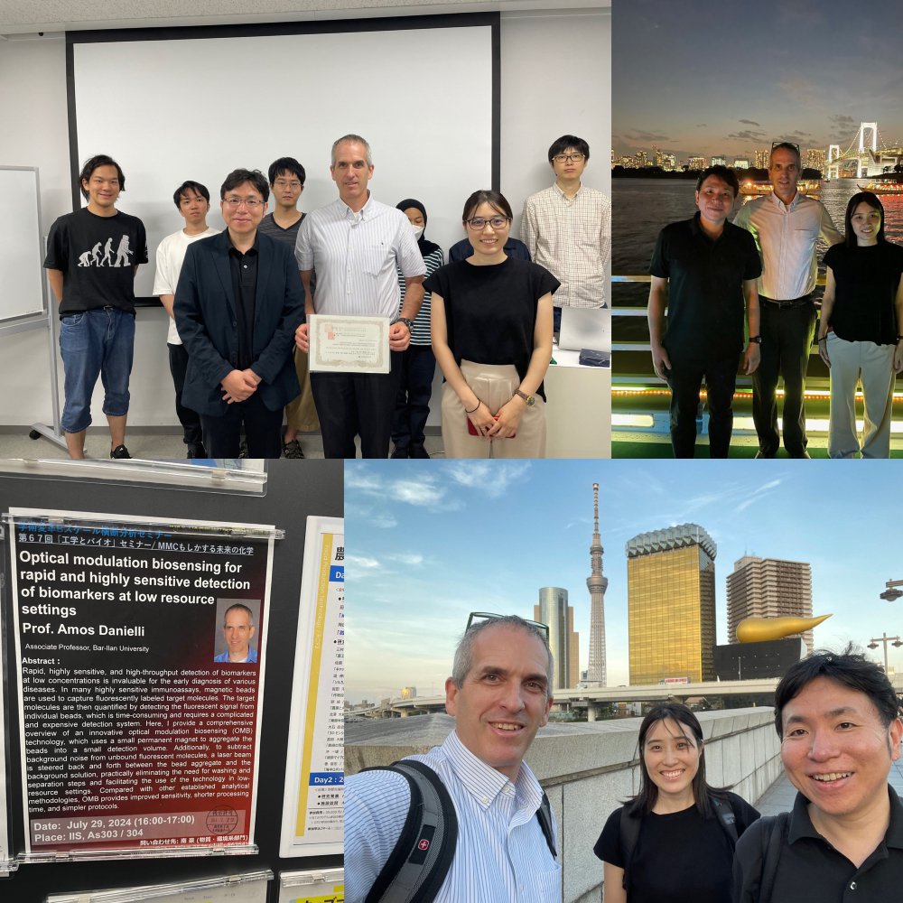 After visiting Okinawa, Prof. Amos Danielli continued his academic journey to Japan and went on to Tokyo. He was invited to lecture at the University of Tokyo, where he reviewed our laboratory's innovative technology. Before and after the lecture, he met with Prof. Tsuyoshi Minami and Dr. Yui Sasaki, who introduced to him their faculty members and students.

Later, Prof. Minami invited Prof. Danielli to a traditional Japanese-style dinner on a Yakata-bune, which is a classic restaurant located on a boat adorned with lanterns, cruising on the river around Asakusa.